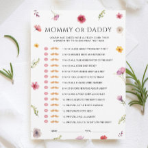 Baby in Bloom Baby shower Mama of Daddy Game Kaart