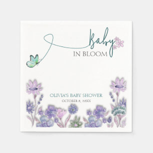 Baby In Bloom Baby Shower Paarse Bloemen  Servet