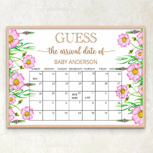 Baby in bloom baby shower uitgerekende datum kalen poster