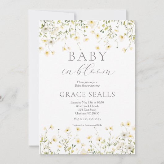 baby in Bloom Baby shower Uitnodiging (Voorkant)