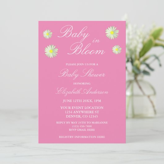 Baby In Bloom Baby Shower Uitnodiging (Staand voorkant)