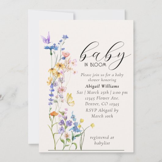Baby in bloom baby shower-uitnodiging kaart (Voorkant)