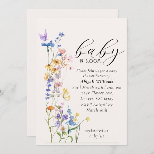 Baby in bloom baby shower-uitnodiging kaart (Voorkant / Achterkant)