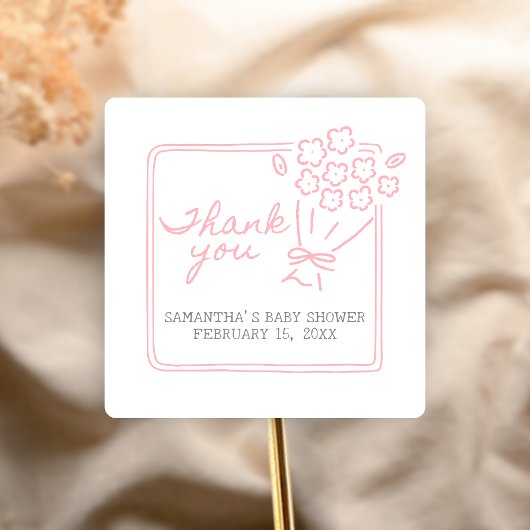 Baby In Bloom Baby Shower Vierkante Sticker