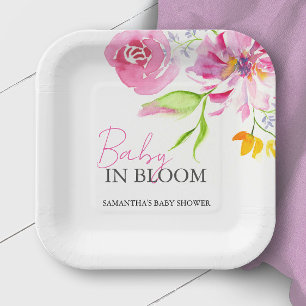 Baby in Bloom Baby Shower Wegwerpservies Papieren Bordje