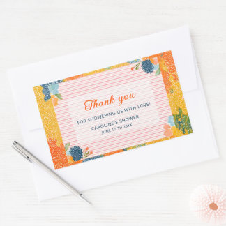 Baby in Bloom Bedankt Kleurrijke Bloemen  Rechthoekige Sticker