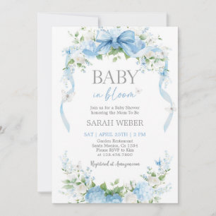 Baby in Bloom Blauwe Baby Shower Kaart