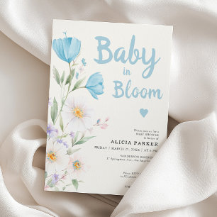 Baby in Bloom blauwe bloem jongens baby shower Kaart