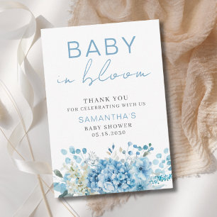 Baby In Bloom Blauwe Bloemen Jongens Baby Shower Bedankkaart