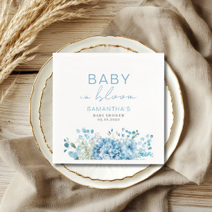 Baby In Bloom Blauwe Bloemige Jongens Baby Shower  Servet