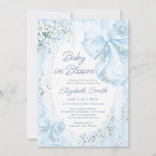 Baby in Bloom Blauwe Strik Bloemrijke Kant Baby Sh Kaart