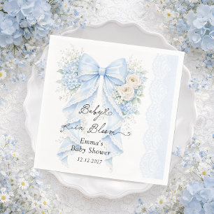 Baby in Bloom Blauwe Strik Jongens Baby Shower Servet