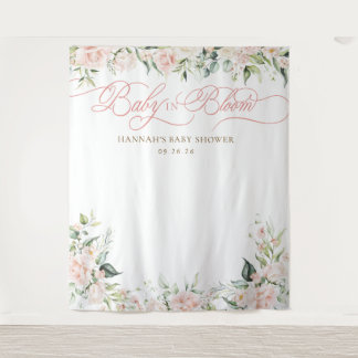 Baby in Bloom Bloemen Baby Shower Achtergrond Wandkleed