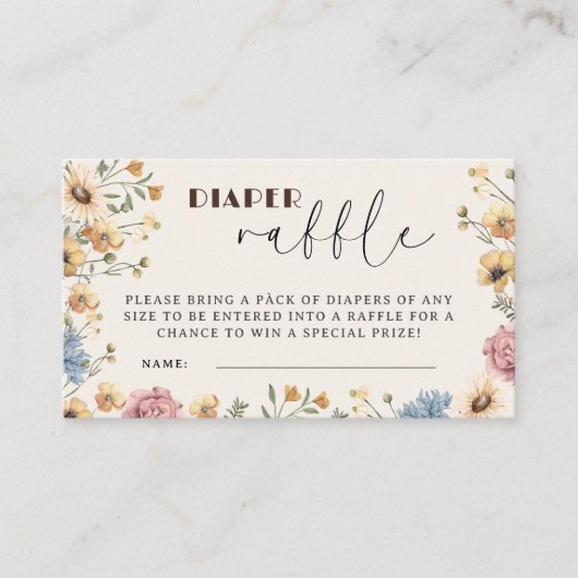 Baby in Bloom Bloemen Baby Shower Luiers Raffle Informatiekaartje (Voorkant)