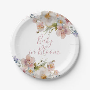 Baby in Bloom Bloemen baby shower Papieren Bordje