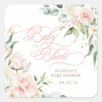 Baby in Bloom Bloemen Baby Shower Vierkante Sticker