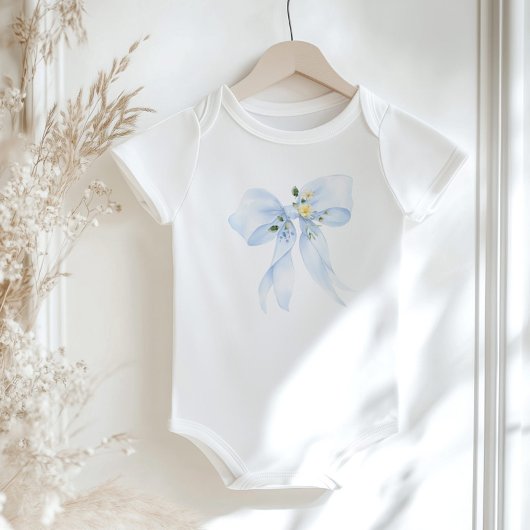 Baby in Bloom Bloemen Blauwe strik Baby shower Romper