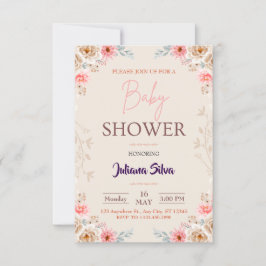 Baby in Bloom Bloemen Boho Baby shower Uitnodiging