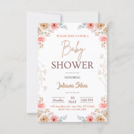 Baby in Bloom Bloemen Boho Baby shower Uitnodiging