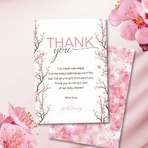 Baby in Bloom Bloemen Cherry Blossom Dank u Kaart