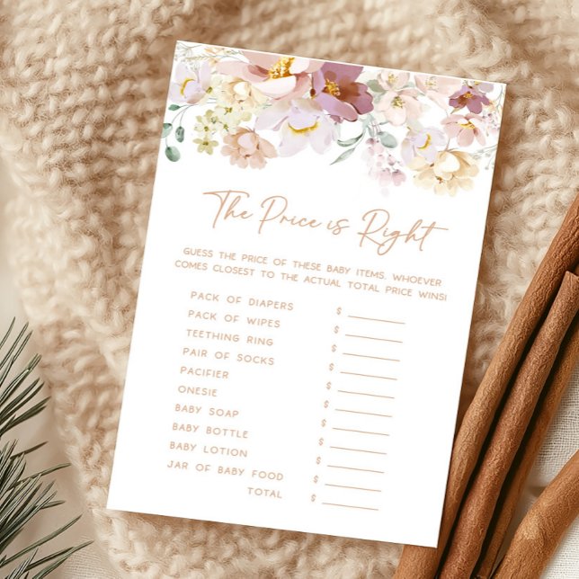 Baby in Bloom Bloemen De prijs is het juiste spel (Spring Wildflower Baby Shower The Price is Right Game)