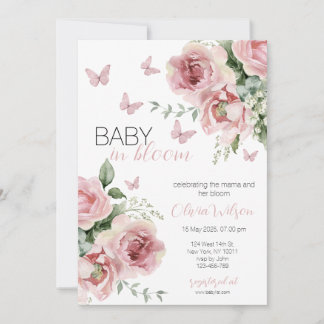 Baby in Bloom Bloemen- en Vlinder Baby Shower Kaart