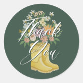 Baby in Bloom Bloemen Gele Regenlaars Dank u Ronde Sticker (Voorkant)