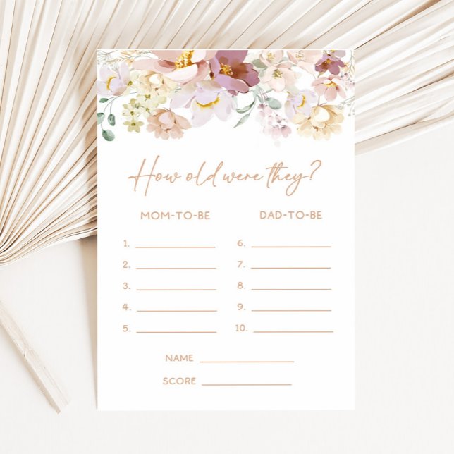 Baby in Bloom Bloemen Hoe oud waren ze Spel (Spring Wildflower Baby Shower How Old were They Game)