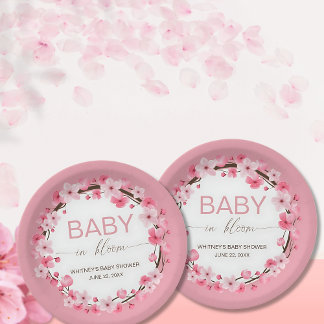 Baby in Bloom Bloemen Kersenbloesem Papier Borden Papieren Bordje