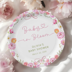Baby in Bloom Bloemen Meisje Baby shower Papieren Bordje