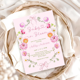 Baby in Bloom Bloemen Roze Bow Baby shower Kaart
