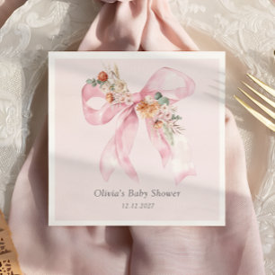 Baby in Bloom Bloemen Roze Bow Baby shower Servet