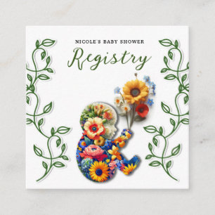 Baby in Bloom Bloemendranken Baby Shower Cadeauver Vierkante Visitekaartje