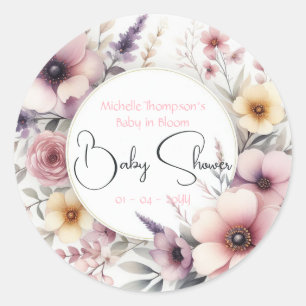 Baby in Bloom Bloemige Baby Shower Ronde Sticker
