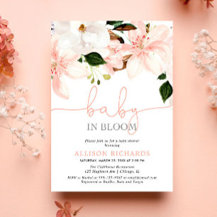 Baby in Bloom bloemige lelies meisje babyshower Kaart