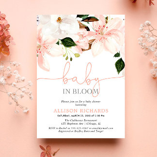 Baby in Bloom bloemige lelies meisje babyshower Kaart
