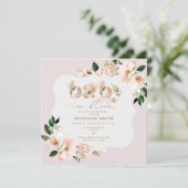 Baby in bloom bloemige roze baby shower kaart (Staand voorkant)