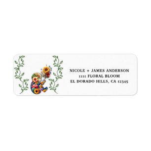 Baby in Bloom Bloemrijke Wijnstokblad Baby Shower Etiket