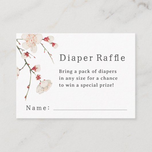 Baby in Bloom Blossom Luier Raffle Baby shower Informatiekaartje (Voorkant)