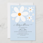 Baby in Bloom Blue Daisy Baby shower Invitation (Devant)
