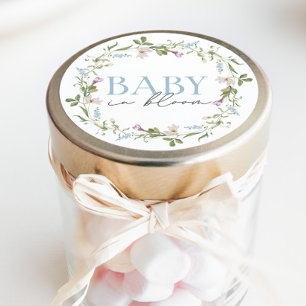 Baby in Bloom Blue Spring Bloemen Ronde Sticker