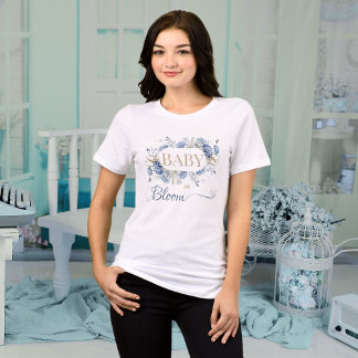 Baby in Bloom Blue Wildflower Botanical Mom to be Tri-Blend Shirt