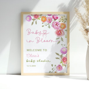 Baby in Bloom Blush Pink Girl Baby shower Welkom Poster