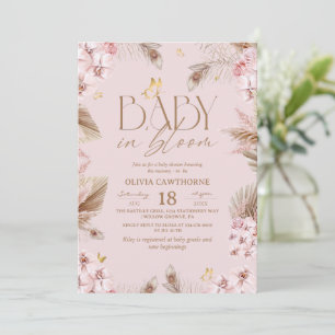 Baby in Bloom Blush Roze Baby Shower Kaart