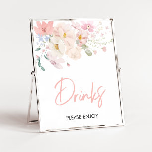 Baby in Bloom Blush Roze Bloemen Baby shower Drink Poster