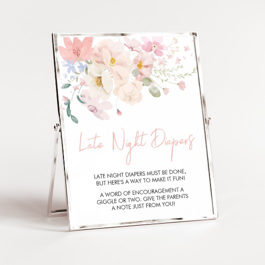 Baby in Bloom Blush Roze Bloemen Late Night Luiers Poster