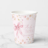 Baby in Bloom Blush roze Bow Floral Spring Papieren Bekers (Achterkant)