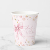 Baby in Bloom Blush roze Bow Floral Spring Papieren Bekers (Voorkant)