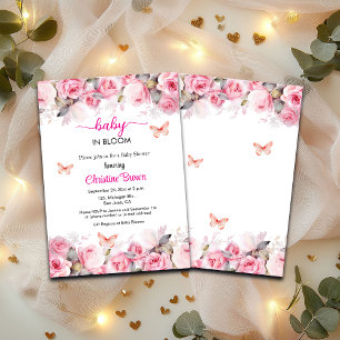 Baby in Bloom Blush Rozen Baby shower Uitnodiging