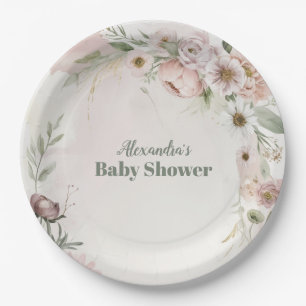Baby in Bloom Blush Spring Floral Baby shower Papieren Bordje